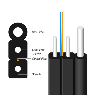 Диаграмма 8 тип 2 ядров на открытом воздухе смычка кабеля падения оптического волокна само- поддерживая для FTTH